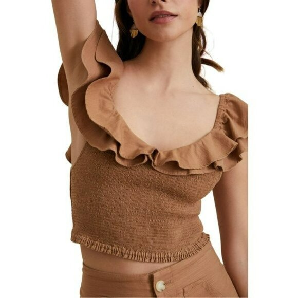 NWT Anthropologie Maeve Ruffled Smocked Crop Top - Picture 4 of 10